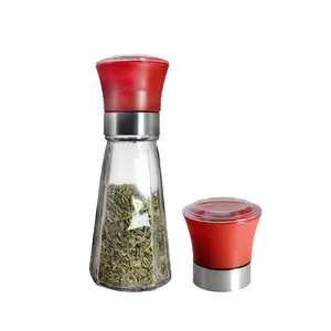 New Arrival Glass Black Pepper Spice Jar Clear Unique Shape Container With Grinder