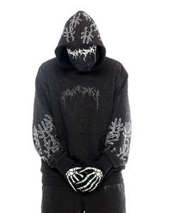 Sudadera con Capucha Oversize Personalizada con Gráfico de Araña de Pedrería, de Algodón Pesado y Corte Holgado para Hombre - Product Image 3