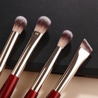 Lot de 16 pinceaux de maquillage professionnels IPRESTA en poils naturels rouges pour fard à paupières, anticernes et rasage