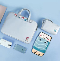 Sac pour ordinateur portable en cuir PU avec logo OEM mignon, étui à bandoulière, housse personnalisée, sacs pour ordinateur portable imperméables pour le travail et l'école, pour ordinateurs portables de 11 à 15,6 pouces