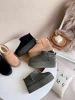 Bottes de neige d'hiver à plateforme marque design cuir bottes de neige imperméables en cuir pour femmes