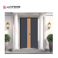 Porte pivotante d'entrée en verre à faible émissivité trempé en bois et aluminium de style moderne pour la résidence