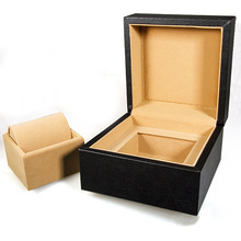 Wholesale Luxury <b>Black</b> <b>Leather</b> <b>Watch</b> Case Dustproof Rectangle Design Outside Position <b>Black</b> Box - Product Image 5