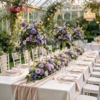 Centre de table artificiel en soie vert bordeaux de 60 cm, Anthurium, Rose, Hortensia, Décoration de table de mariage