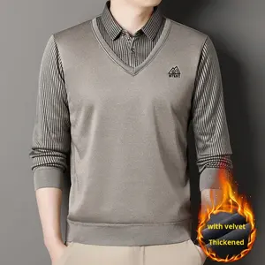 Top t-Shirt a righe da uomo abbigliamento Casual Business Hot Spring autunno <span class=keywords><strong>manica</strong></span> <span class=keywords><strong>lunga</strong></span> per <span class=keywords><strong>Polo</strong></span> - Product Image 1