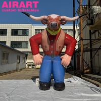 Cow-boy gonflable géant de dessin animé, matériau en bâche PVC durable, personnage de dessin animé gonflable à utiliser, cow-boy gonflable à gonfler