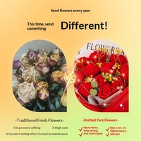 Bouquet de roses tricotées à la main en fil dégradé, cadeau pour l'anniversaire de votre petite amie, mariage, fleurs éternelles, décoration intérieure