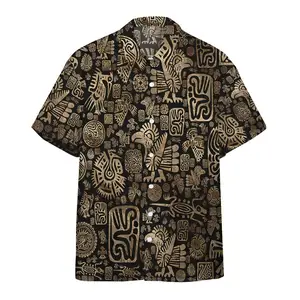חולצות הוואי לגבר שבטי אמריקאי צ'יף רכיבה על סוס חולצה הוואי שרוולים קצרים גברים בגדי פנאי בהתאמה אישית את העיצוב העליון שלך