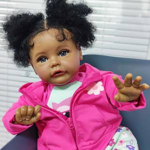 Weihnachts geschenkset Bebe Reborn Em Silikon Menina Echte Bonecas Baby puppen Lebendige Afro amerikaner Schwarze Puppen 60CM - Product Image 5