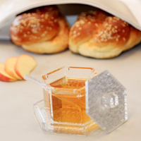 Pot à miel en lucite avec couvercle magnétique, en acrylique transparent, pour Rosh Hashanah, Vaisselle Judaïque, Contenant de service pour le Nouvel An Juif