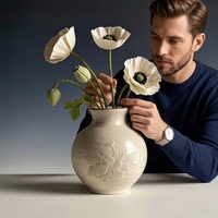 Vase en céramique transparente de grande taille, style Art déco, avec glaçure réactive, pour la décoration de table, à l'intérieur ou à l'extérieur, avec des fleurs
