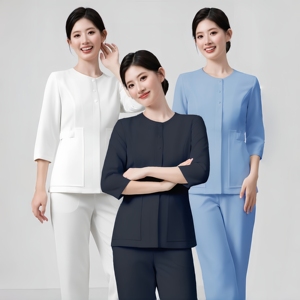 Conjunto de Uniforme de Enfermera con Cuello Redondo y Manga 3/4 para Mujer, Trajes Médicos, Ropa de Trabajo para Spa y Belleza, Multicolor, Logotipo Personalizado - Product Image 2