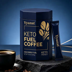 Café Instantáneo Keto Fuel OEM, Alta Energía, Bajo en Carbohidratos, Cetosis, Control de Peso, Suplemento para la Vitalidad Masculina, 300g, Envase Hexagonal en Sobres - Product Image 4