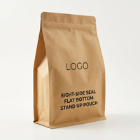 Sacs à café en papier kraft de qualité alimentaire avec valve et fermeture éclair, couleur personnalisée, emballage avec soufflet de fond