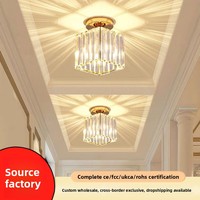 Lustre en cristal LED suspendu en fer avec télécommande, alimenté par courant alternatif, pour salon, balcon et couloir