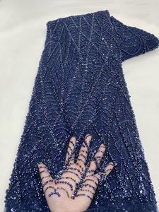 Ni. Ai phong cách mới sọc thiết kế lưới ren Net vải sequin đính cườm ren vải ngọc trai ren với trình tự - Product Image 4