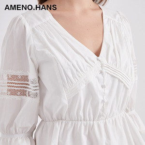 Maglia di squisita fattura <span class=keywords><strong>donna</strong></span> top pizzo bianco <span class=keywords><strong>camicia</strong></span> a scollo a V <span class=keywords><strong>camicia</strong></span> da <span class=keywords><strong>donna</strong></span> a <span class=keywords><strong>manica</strong></span> corta - Product Image 5