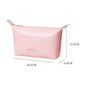 กระเป๋าเครื่องสำอาง PU กันน้ำขนาดใหญ่แบบขายส่ง ดีไซน์ซิปทรงเกี๊ยว สีลูกกวาด สำหรับสาวๆ - Product Image 6