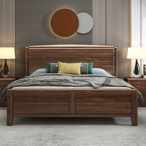 Solid Wood Storage <b>Bed</b> Walnut 1.8m <b>Double</b> <b>Bed</b> Modern Minimalist Bedroom Furniture - Product Image 3
