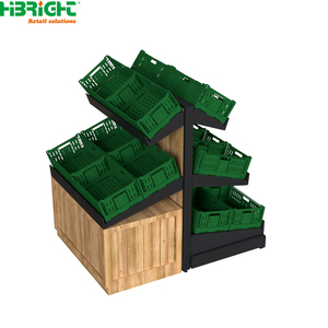 Étagère de présentation double face pour produits frais, robuste, en acier inoxydable, avec panneaux grillagés pour la commercialisation des fruits et légumes - Product Image 1