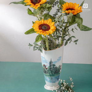 OEM Son Thuy White <b>Vase</b> - Custom Modern <b>Ceramic</b> Tabletop Decoration for Home or Office - Product Image 3