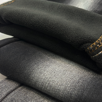 Tissu denim noir face et dos noir 10oz extensible effet slub, échantillon disponible, haute qualité
