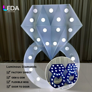 LEDA Custom Modern Giant <b>Light</b> Letters Metal Led <b>Marquee</b> 3D Led Backdrop Stand Ring Diamond Wedding Events Advertising Proposal - Product Image 2