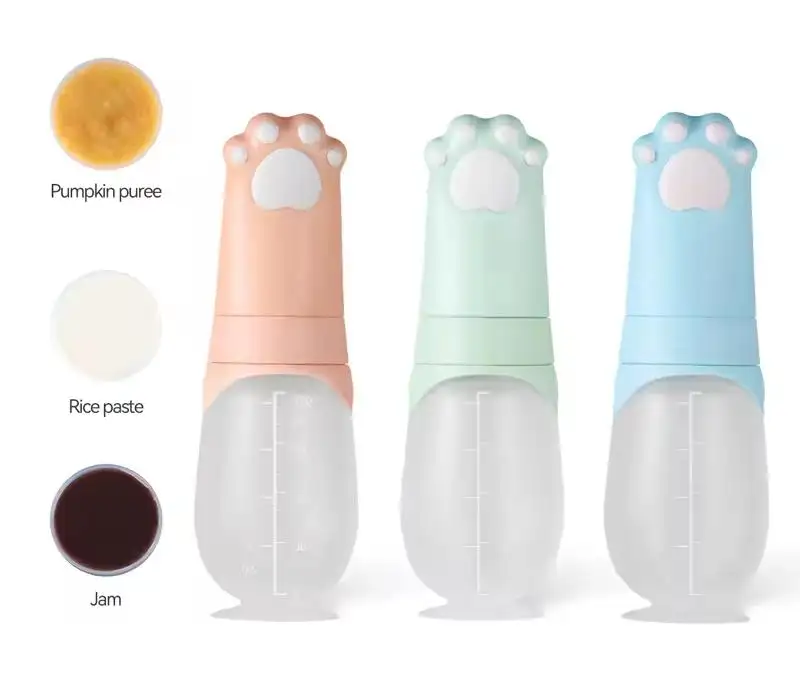 Customized Silicone Baby Squeeze Feeder Baby Feeding Bottle With Soft Spoon Baby Bottle