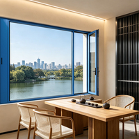 Fenêtre de ventilation horizontale pliante mince avec cadre en alliage d'aluminium, design moderne, moustiquaire en acier inoxydable, technologie à rupture de pont thermique