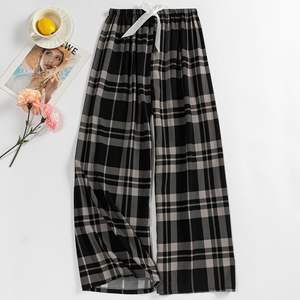 Popeline Pyjama Pantalon Femmes D'été Tartan <span class=keywords><strong>Plaid</strong></span> Convient Porter À L'extérieur Anti-Moustique Grande Taille Maison Pantalon - Product Image 4