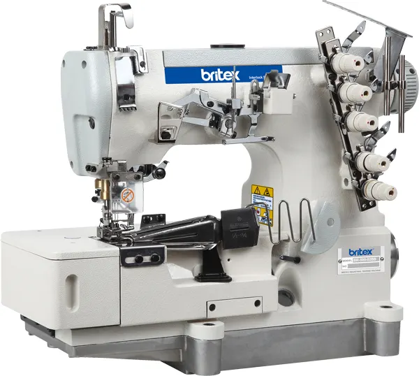 Venta caliente Britex 500-02BB Cama plana de alta velocidad Enclavamiento cubierta puntada Cinta Encuadernación Máquina de coser industrial