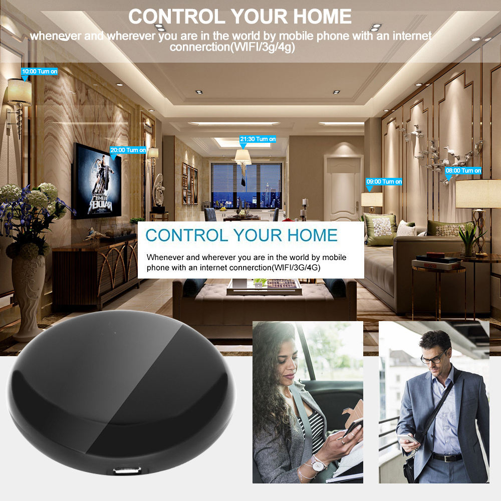 HONPNK Tuya Alexa Google Home Smart Life APP Universal Voice Remote Infrared WiFi Wireless IR Remote Control 30-50m Range PC+ABS