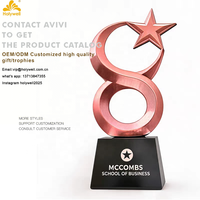 Trophée en métal en forme d'étoile 2026, écologique, doré, pour récompense annuelle d'entreprise, avec base, impression UV, gravure laser, souvenir, prix