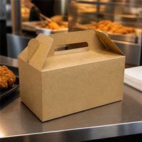 Caja de Papel Kraft Personalizable para Pollo Frito con Asa, Venta al por Mayor, la Más Vendida, Calidad Superior, Desechable y Ecológica para Llevar