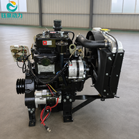 Motor Diésel de Doble Cilindro, Arranque Eléctrico, Refrigerado por Agua, 4 Tiempos, 34HP, Correa de Transmisión B/C para Trituradora y Bomba de Agua