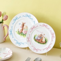 Nouvel Arrivage – Ensemble de Vaisselle en Céramique Lapin de Pâques – Bol, Assiette, Tasse et Couverts Lapin Cartoon Mignons pour Décoration de Table Maison et Cuisine