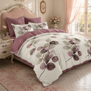 Juego de Ropa de Cama de Poliéster 100% con Diseño Floral Botánico en Acuarela, Color Malva, con Funda Nórdica, para Envío Directo en la UE, 3 Piezas, para Hotel y Hogar, Disponible en Polonia - Product Image 5