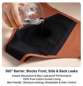 Mutande Mestruali Senza PFAS per Flusso Abbondante, OEM Personalizzate, Lavabili, Senza Cuciture, Assorbenti a 4 Strati, Impermeabili, per il Ciclo <span class=keywords><strong>Femminile</strong></span>, Vendita all'Ingrosso - Product Image 2