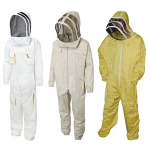 Combinaison de protection pour apiculteurs, couvrant tout le corps, avec capuche et voile, équipement de sécurité pour apiculteurs, couleurs blanc, beige, jaune - Product Image 1