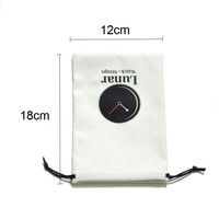 Pochette de rangement pour bijoux et montres en tissu suédé blanc avec cordon de serrage, impression personnalisée, sac de voyage