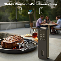 Termómetro Digital para Carne BFOUR, Sonda de Acero Inoxidable, Bluetooth Inalámbrico, Termómetro para Parrilla, Aplicación Inteligente, Resistente al Agua IP67, Metálico