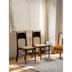 <b>Dining</b> <b>Chair</b> Solid Wood Walnut Green Seat Cushion Nordic Style Retro Design For Home Cafe Use - Product Image 2