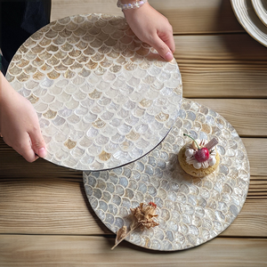 Light Luxury Vintage Bohemian Handmade Natural Shells <b>Round</b> <b>Placemats</b> for Home Living Room Coffee or Dining Tables Mats & Pads - Product Image 2