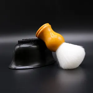 Barbiere parrucchiere pennello da barba multifunzione per uomo acrilico setola vegana morbido pennello per barba arancione kit per la cura della barba