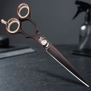 Ciseaux à cheveux professionnels ASAP en acier inoxydable, à tension réglable, pour droitiers, manche moyen, finition noire mate, revêtement en poudre - Product Image 3