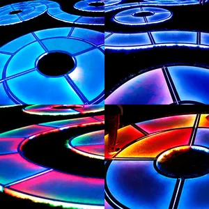 SG Lễ Hội Âm Nhạc Đèn Led Hình Tròn Di Động Nhiều Màu Đèn LED Sàn Nhảy RGB Kỹ Thuật Số 3D Nhạy Cảm Cho Sân Khấu Câu Lạc Bộ Đêm