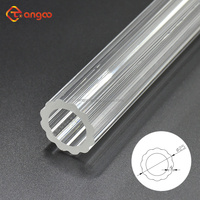 Tube extérieur transparent en PMMA de 25 mm avec rayures, en forme de fleur de prunier, tube acrylique cannelé, profil extrudé transparent pour éclairage LED