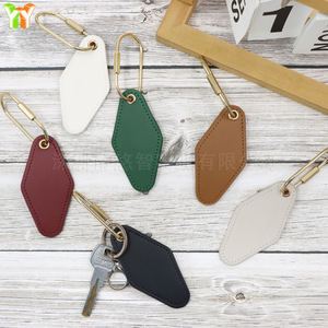 Cross-border spot <b>leather</b> diamond keychains, <b>keychain</b> pendants with hot stamping and laser logo, brass key pendants - Product Image 2