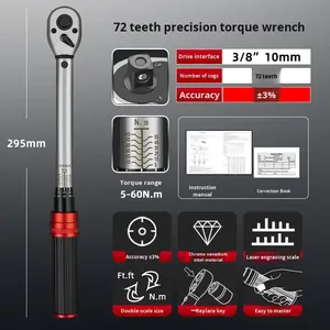 Industrial Grade Chrome Vanadium Steel Adjustable Quick <b>Torque</b> Wrench Pre-<b>set</b> Kilogram Wrench 1/4 3/8 1/2 Bicycle <b>Set</b> - Product Image 6