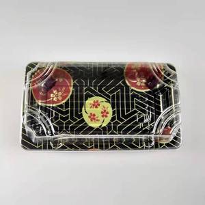PET Takeaway Delivery Disposable Packaging Box Plastic Sushi Tray disposable plates with lid